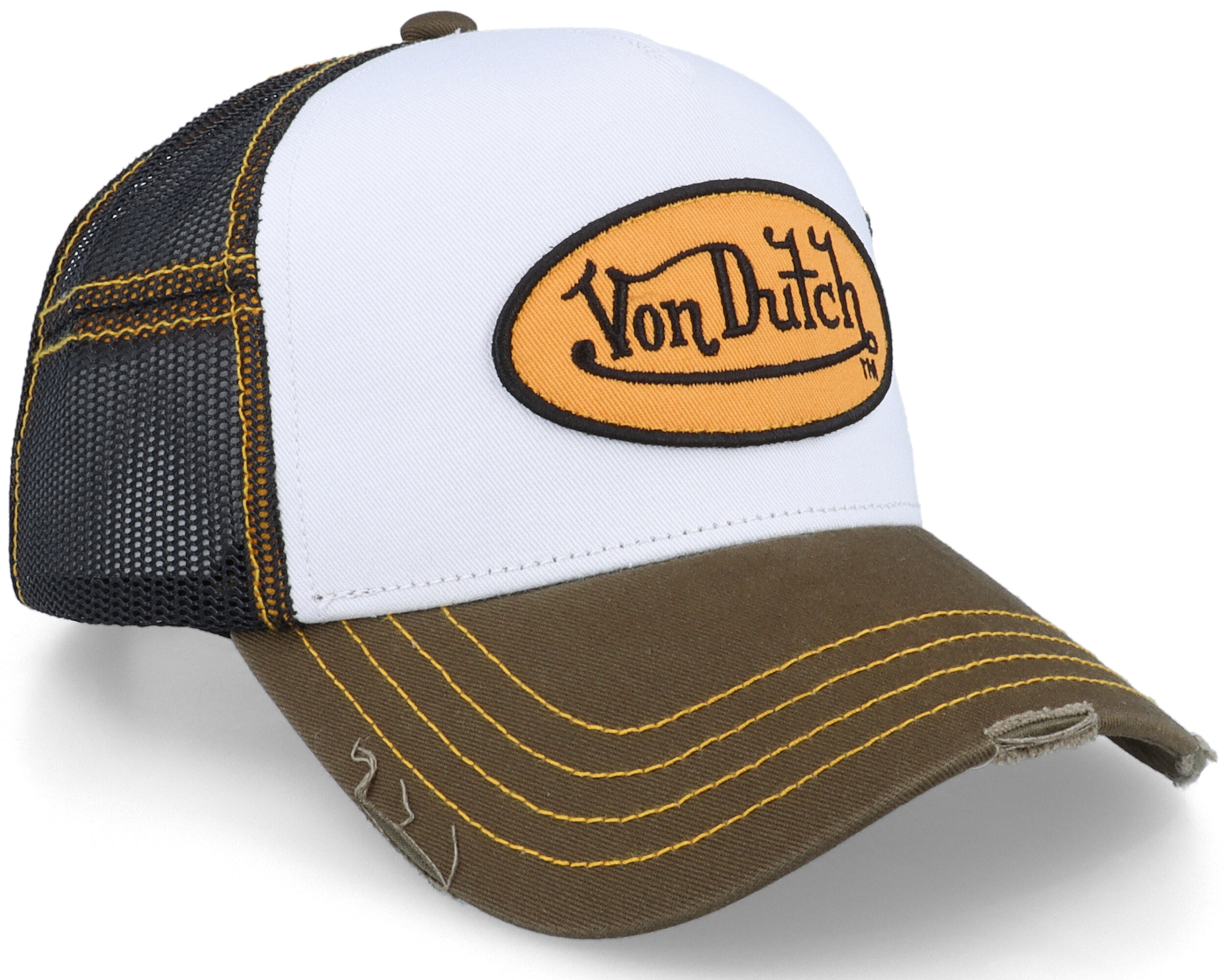 Oval Patch Sum White/Black/Olive/Yellow Trucker