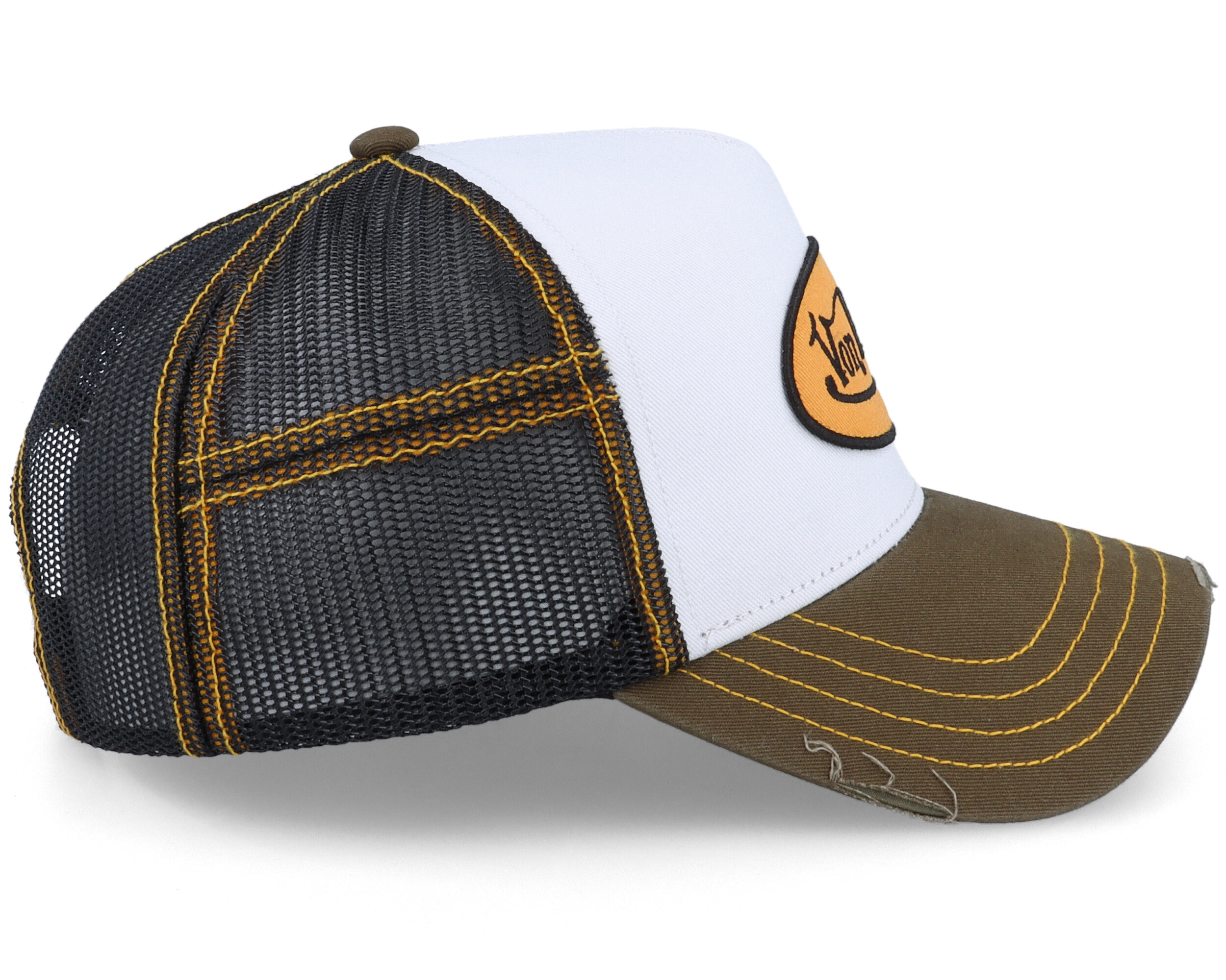 Oval Patch Sum White/Black/Olive/Yellow Trucker - Von Dutch