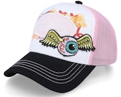 Oval Patch Flying Eye White/Pink/Black Trucker