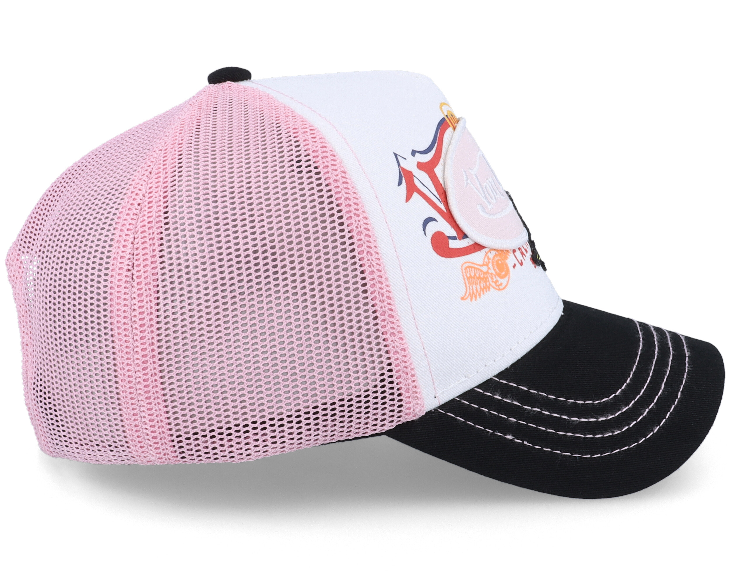 Oval Patch Flying Eye White/Pink/Black Trucker