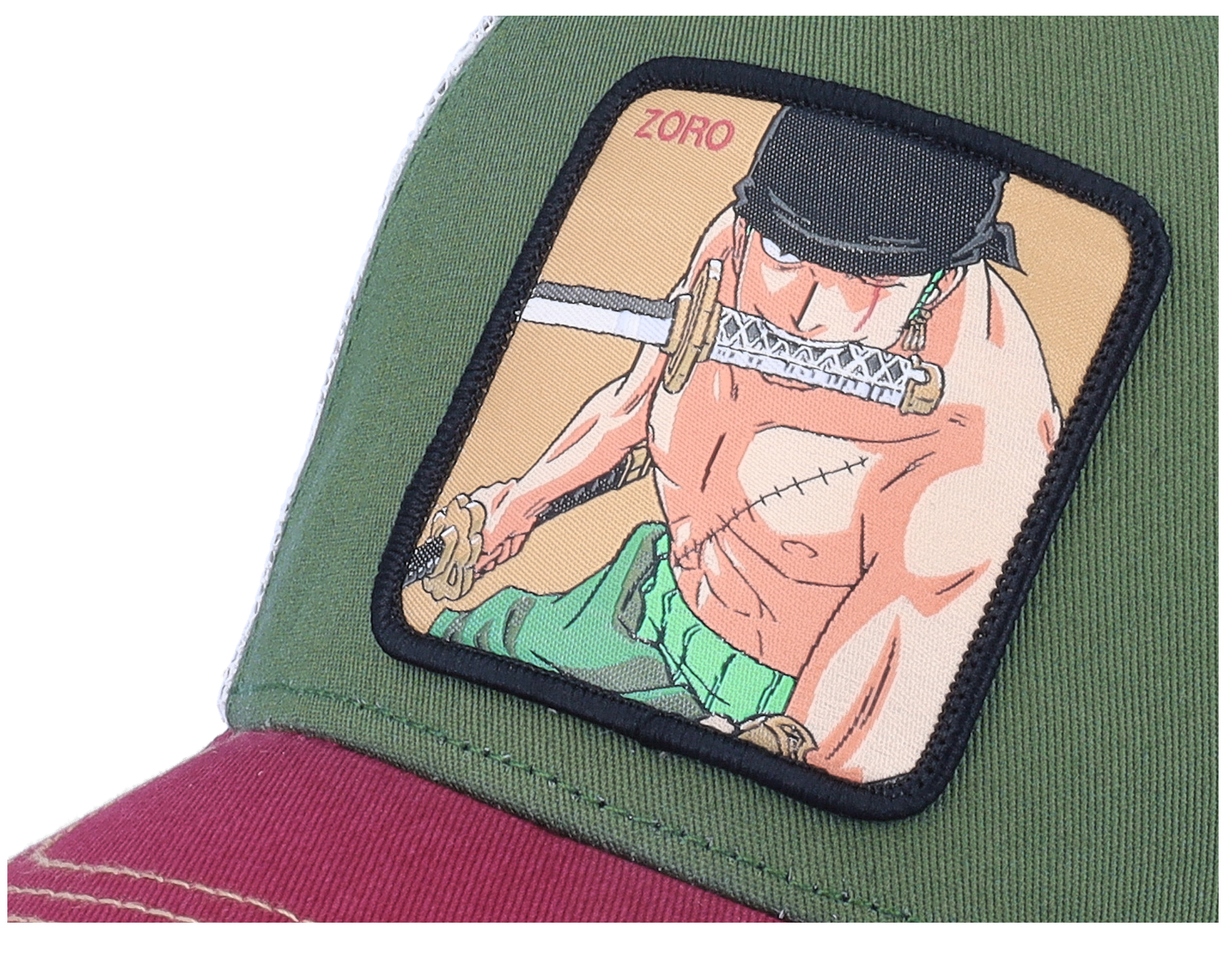 One Piece Zoro Green/Burgundy/White Trucker