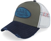 Oval Patch White/Dark Green/Navy A-Frame Trucker