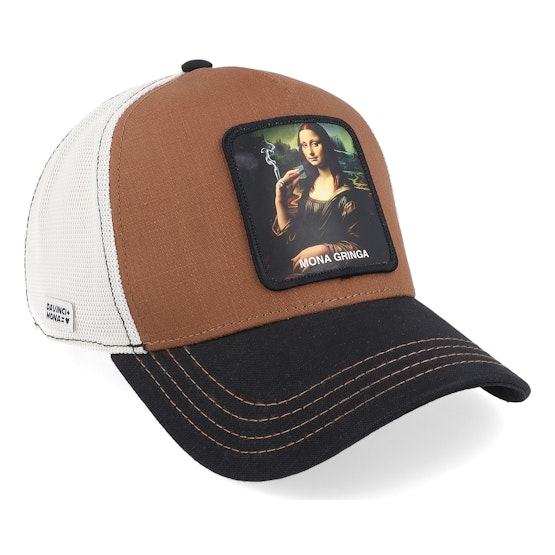 Produktfoto för Capslab - Svart trucker Keps - Art Mona Chica White/Brown/Black A-Frame Trucker @ Hatstore