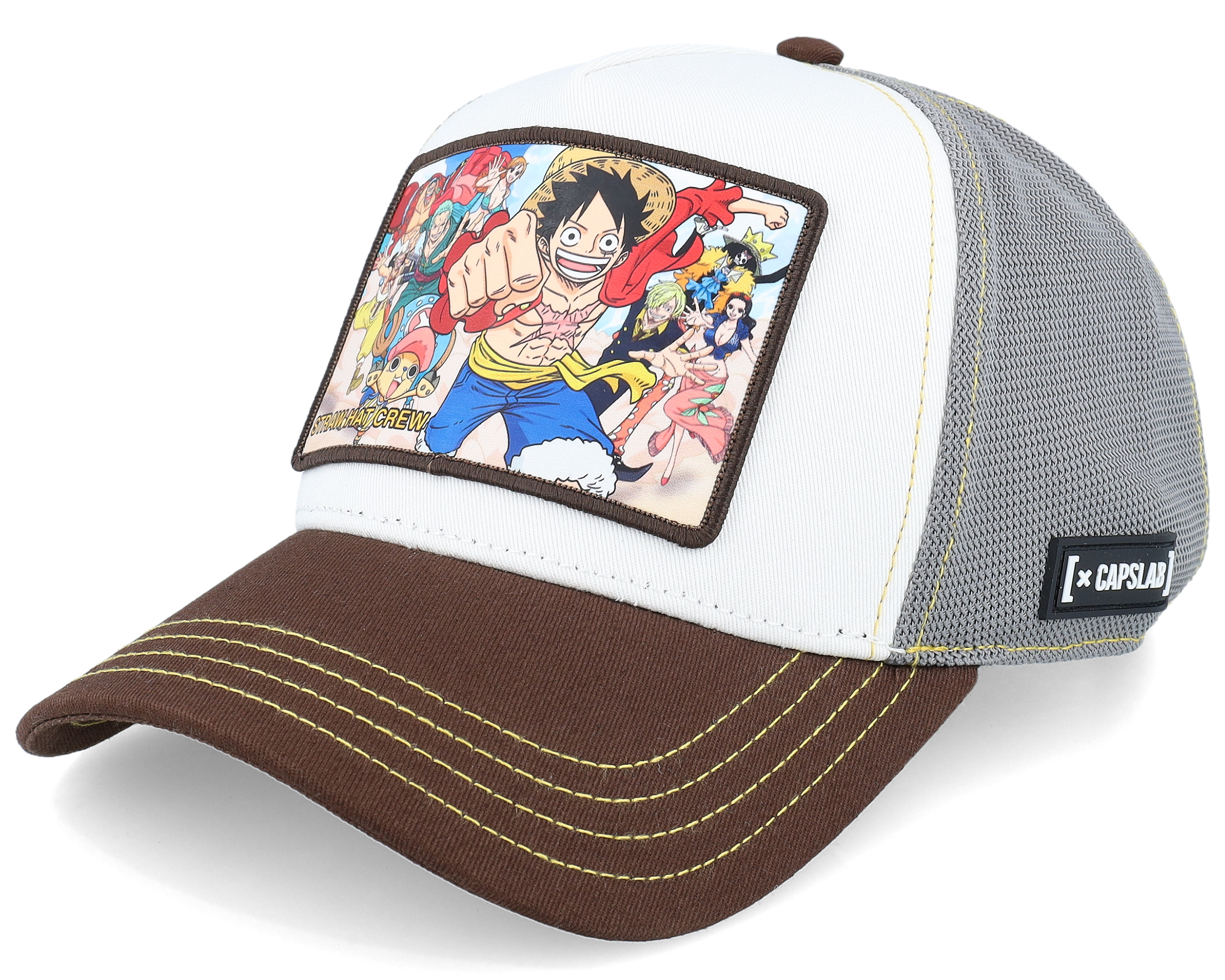 One Piece Straw Hat Crew Grey/White/Black A-Frame Trucker