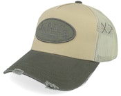 Oval Patch Beige/Dark Green A-Frame Trucker