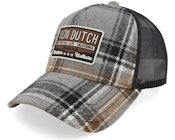 Flannel Patch Brown/Grey/Black A-Frame Trucker