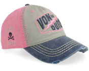 Distressed Retro Pink/White/Blue A-frame Dad Cap