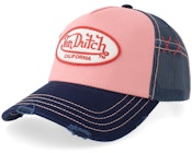 Distressed Oval Patch Pink/Navy A-frame Trucker