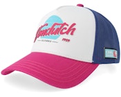 Surf Screen Print Blue/White/Pink A-Frame Trucker