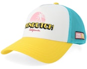 Surf Screen Print Blue/White/Yellow A-frame Trucker