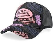 Oval Patch Text Print Black Trucker
