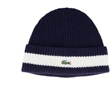 Small Logo Ribbed Wool Navy Blue/Flour Cuff - Lacoste