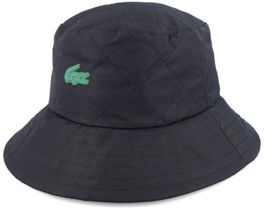 Rubber Stitch Black Bucket - Lacoste hat | Hatstoreworld.com