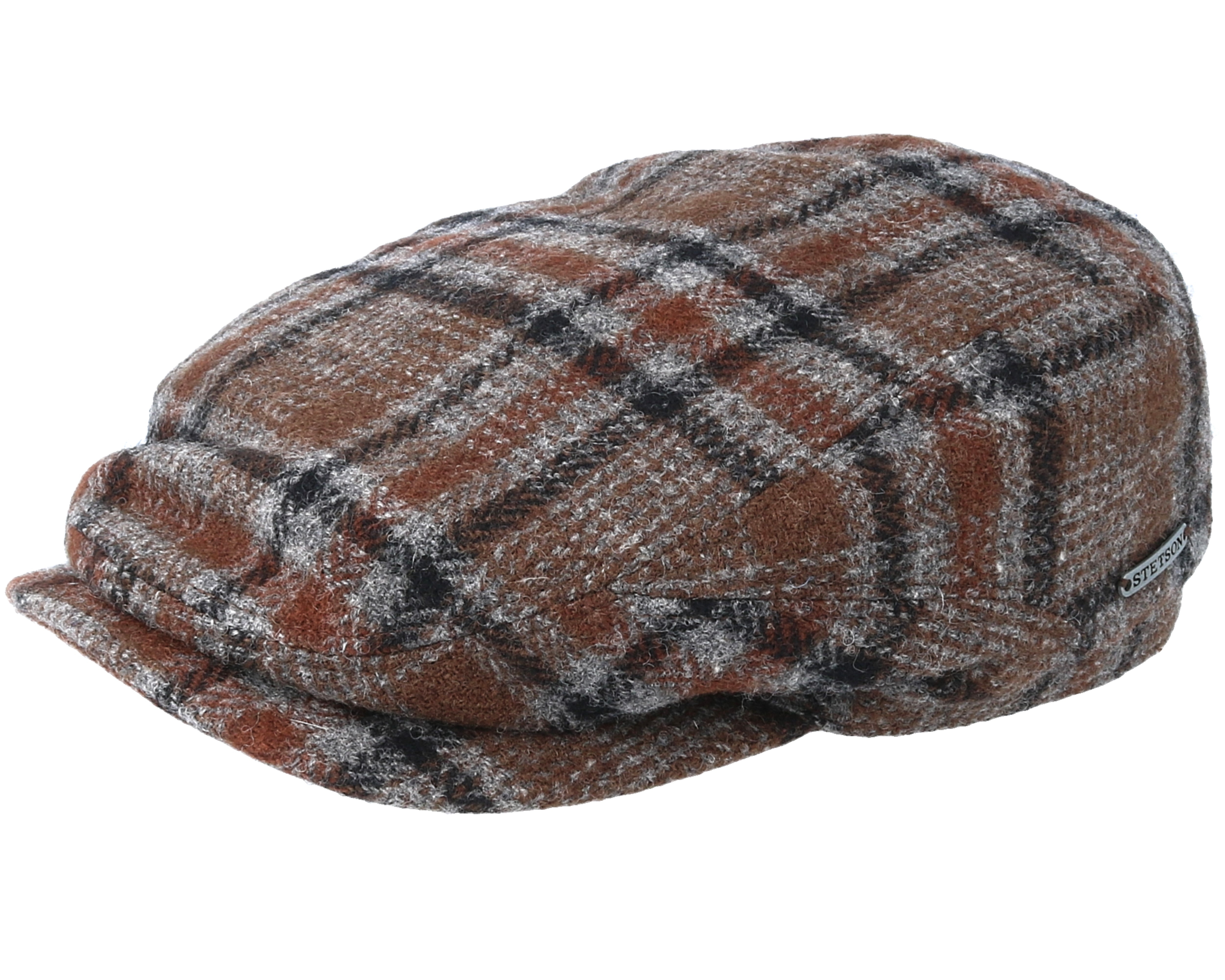 帽子 RRL DRIVER CAP BROWN CHECK Driver Cap Woolrich Check Brown Flat Cap - Stetson