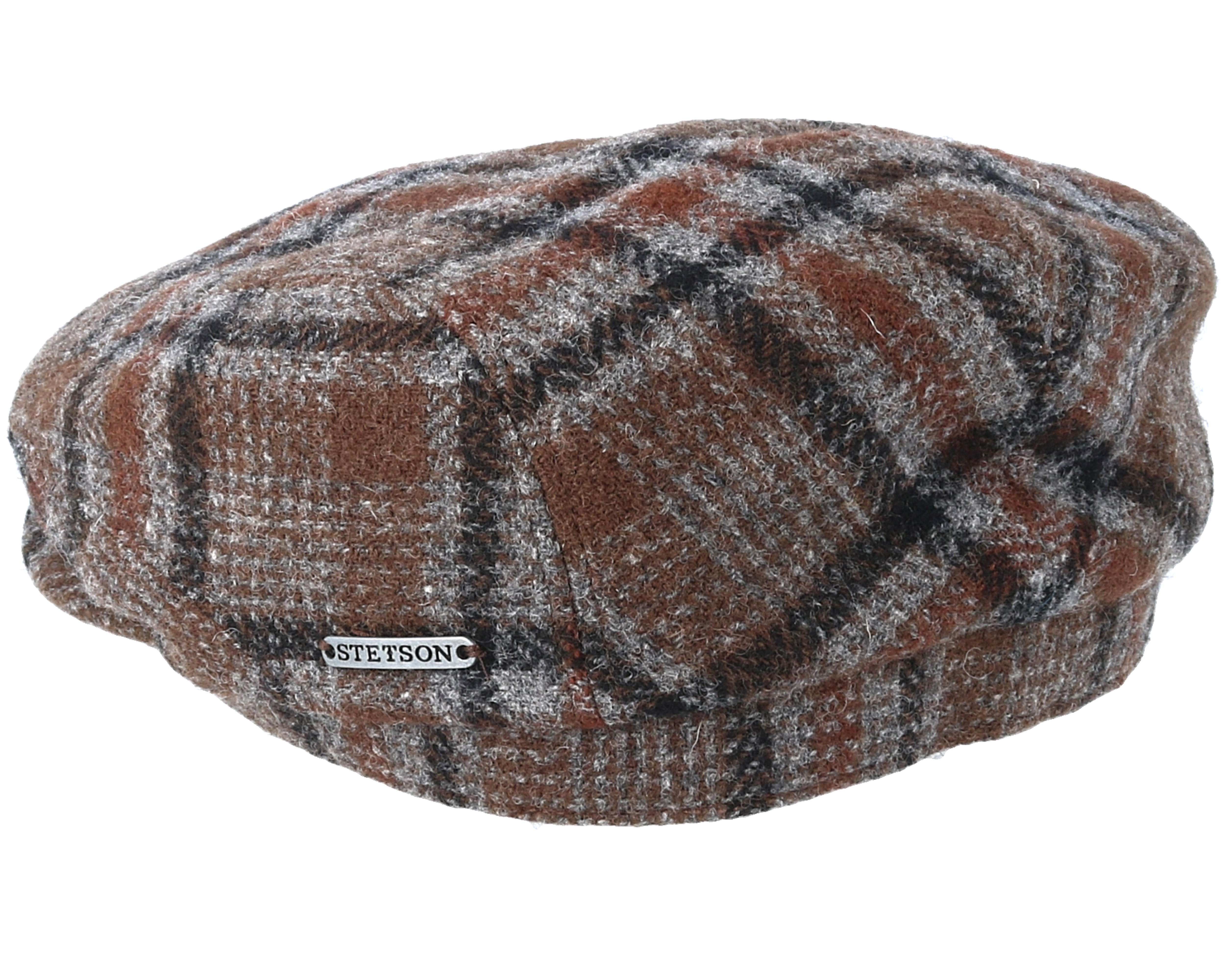 帽子 RRL DRIVER CAP BROWN CHECK Driver Cap Woolrich Check Dark Brown Flat Cap - Stetson