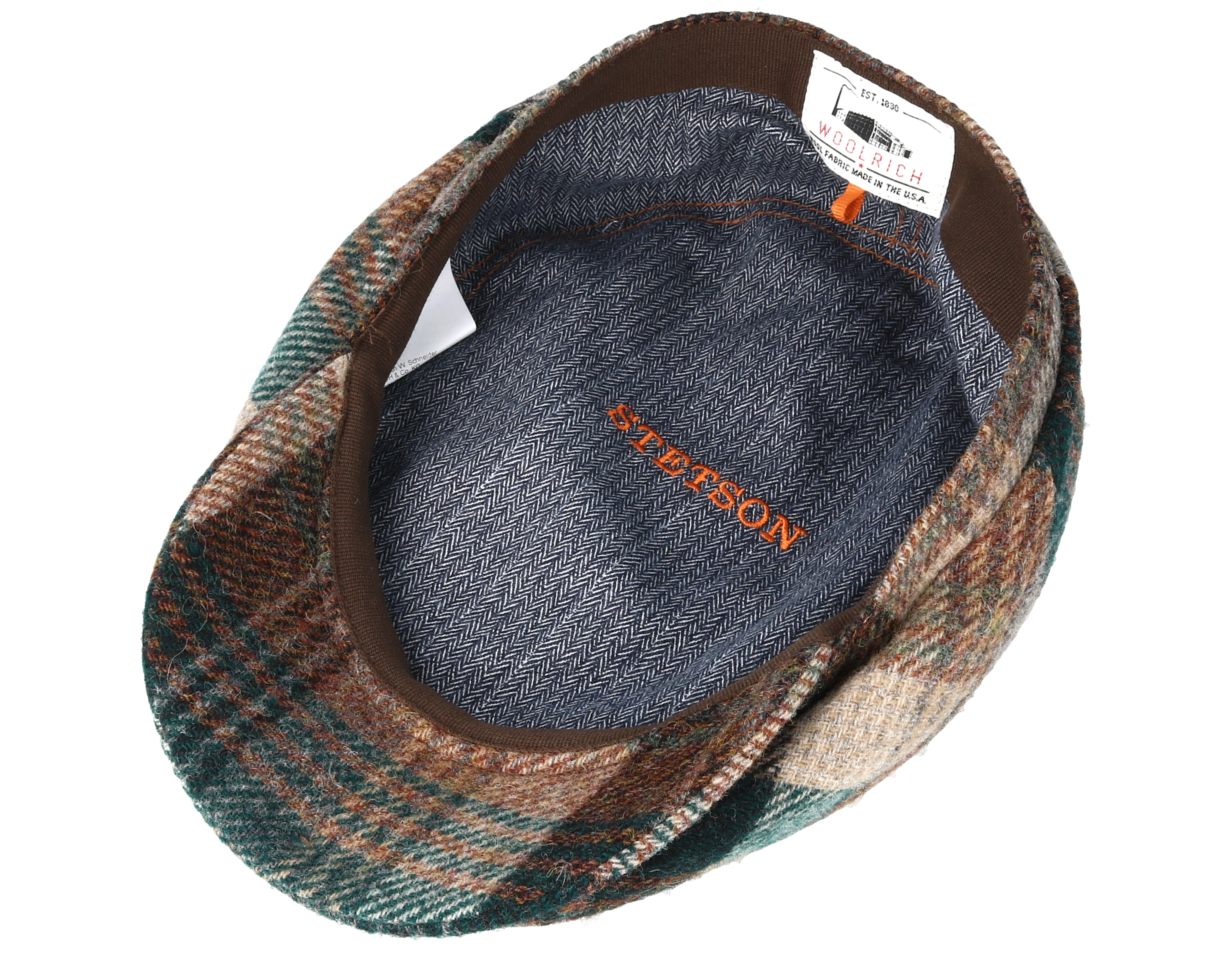 Driver Cap Woolrich Check Brown/Dark Green Flat Cap
