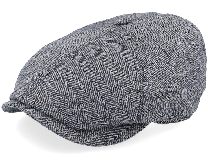 Navy Herringbone Flat Cap - Main Image