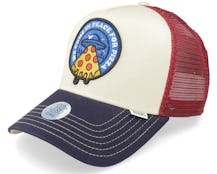 Hft Cap Food Peace Pizza Fossil White/Red/Navy Trucker - Djinns