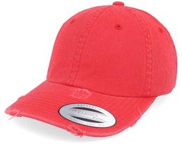 Red Destroyed Dad Cap - Yupoong