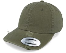 Low Profile Destroyed Olive Dad Cap - Yupoong