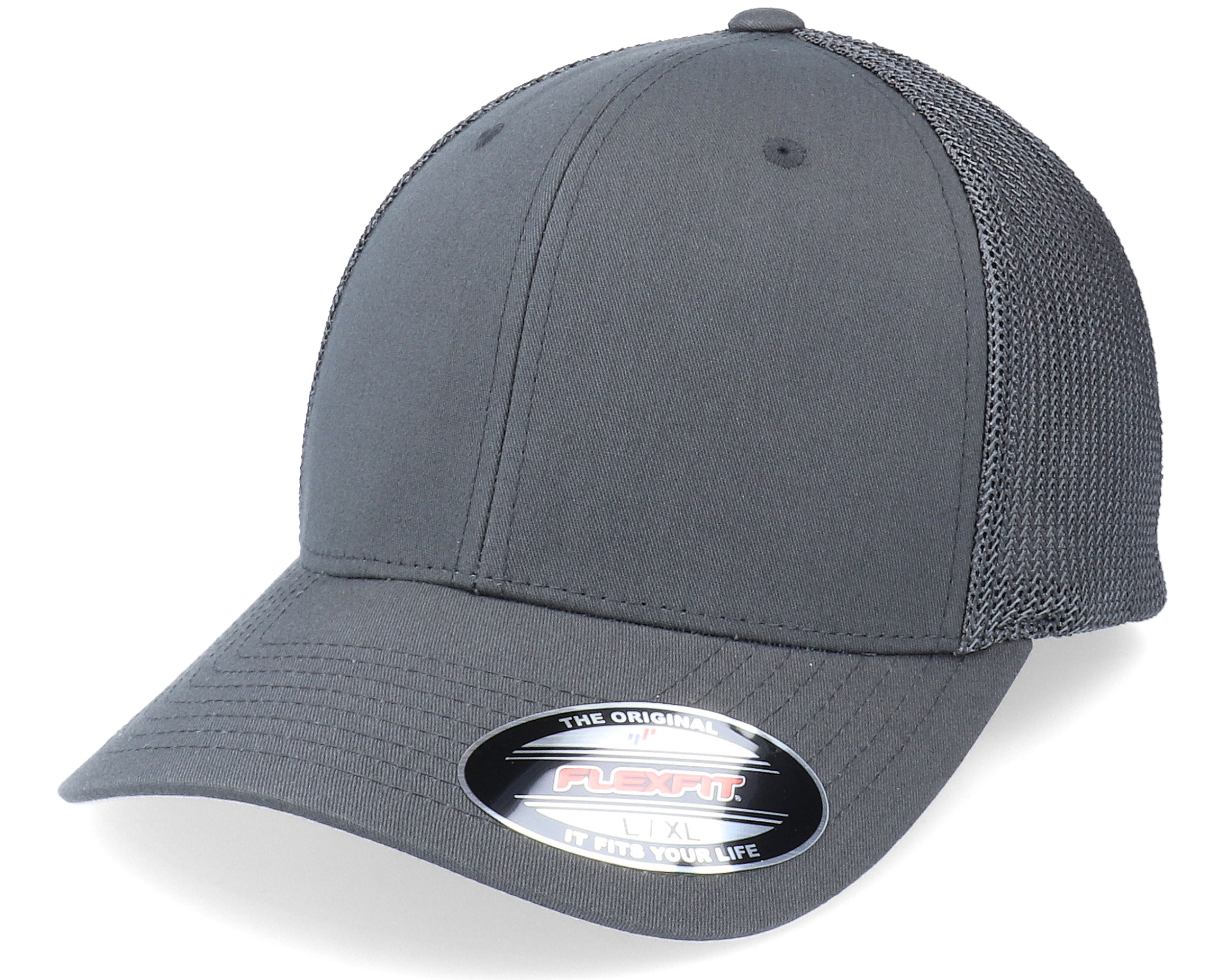 Mesh Dark Grey Trucker Flexfit Cap Hatstoreworld Com   4053838194881 1 