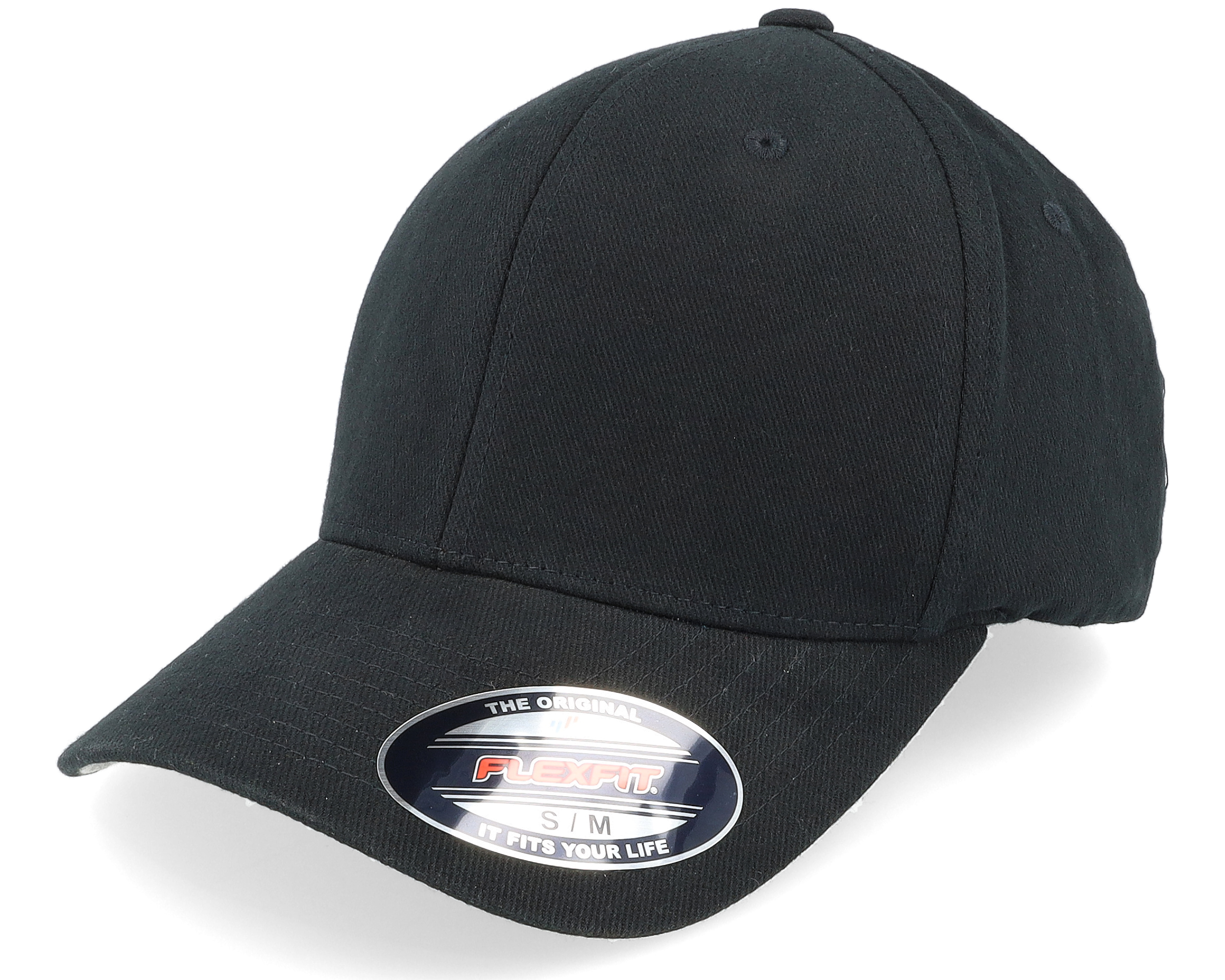 Brushed Twill Black Flexfit - Flexfit cap | Hatstoreworld.com