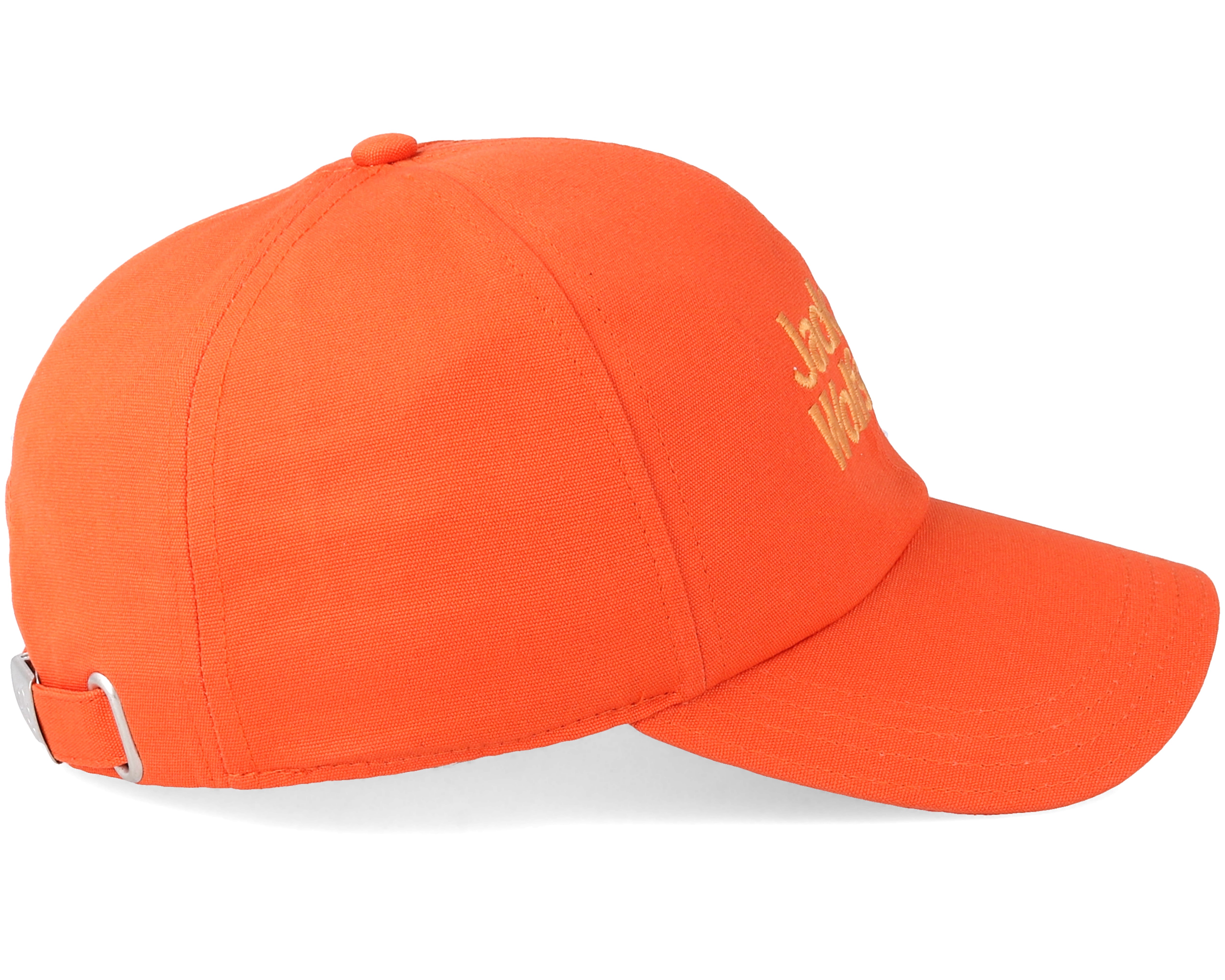 orange baseball cap