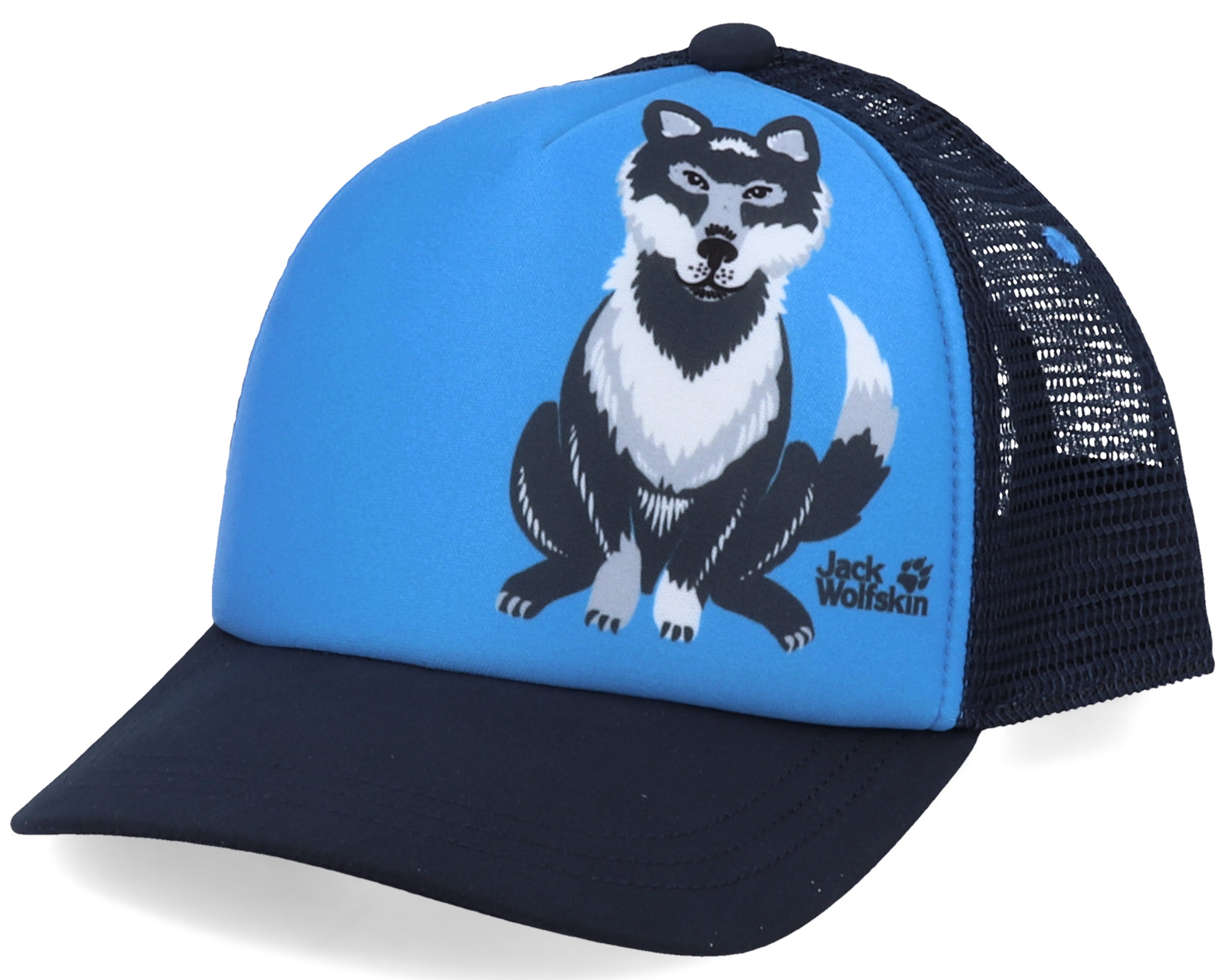 Kids Animal Mesh Sky Blue/Navy Trucker - Jack Wolfskin cap