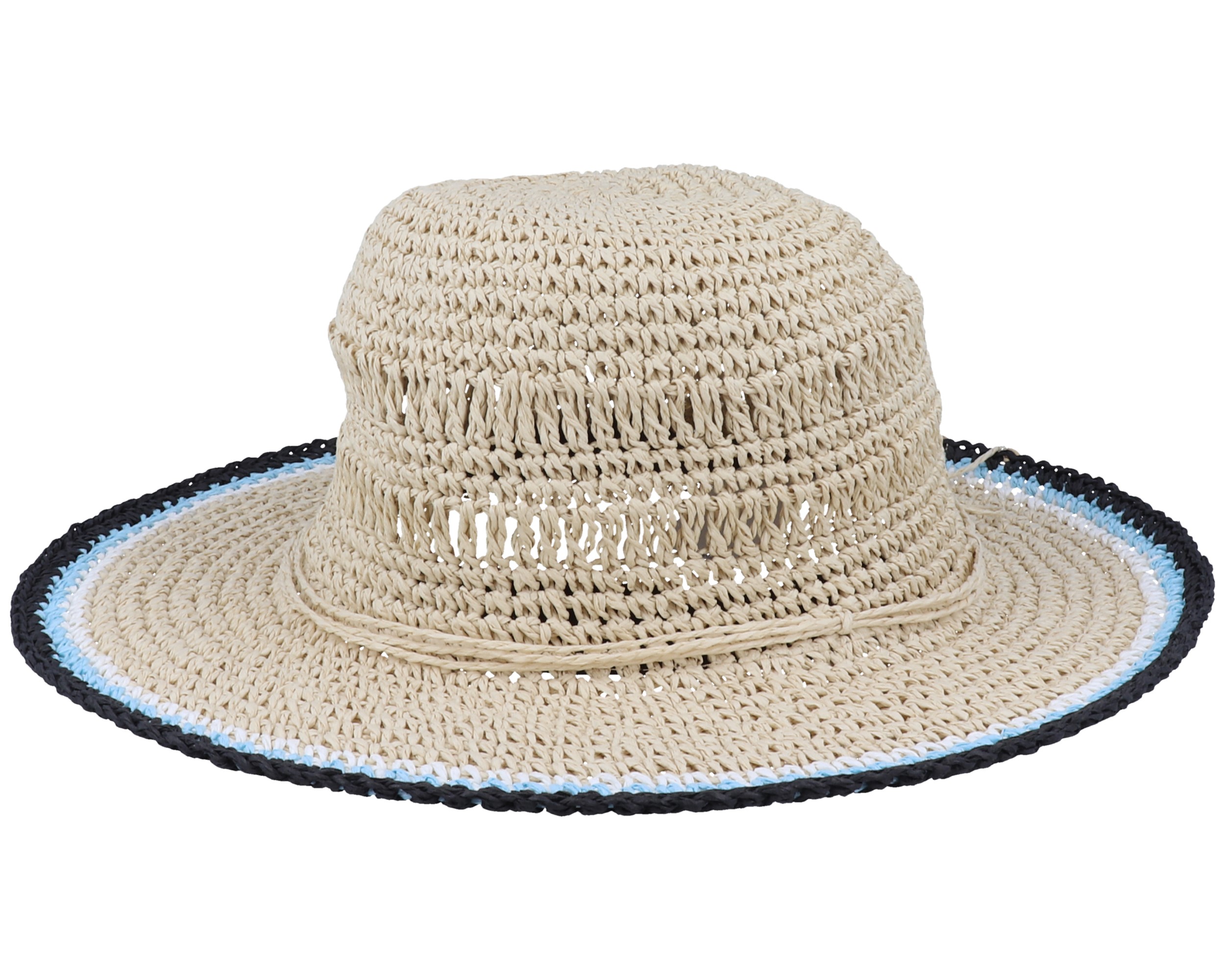 Paper Crochet Cloche Contrast Linen/Black Sun Hat