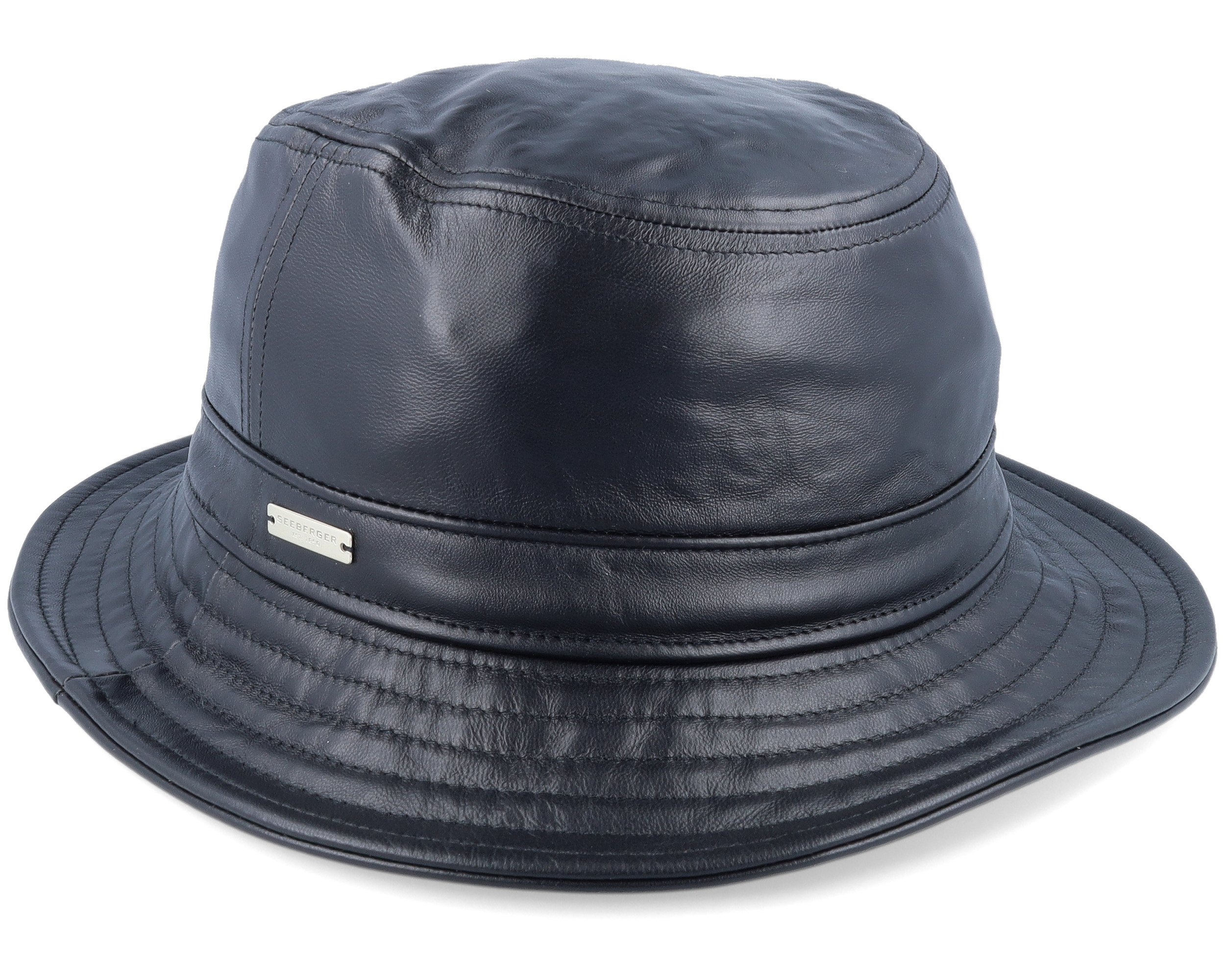 Leather Hat Black Seeberger hat Bucket 