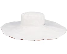 Big Floppy With Flower Print White-Fire Sun Hat - Seeberger