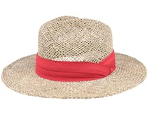 Seagras Nature/Wine Red Straw Hat - Seeberger