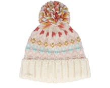 Beanie With Turn-up Off White/Pink Pom - Seeberger