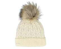 Knit Beanie With Turn Up White Pom - Seeberger