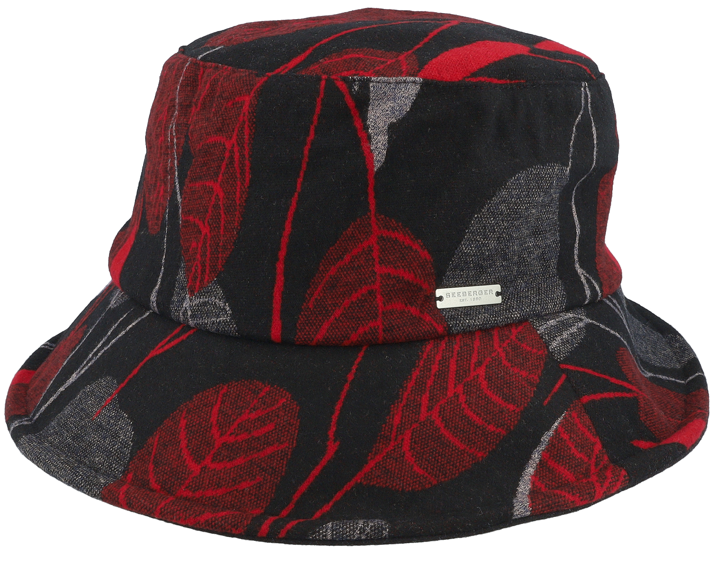 - Seeberger Hut Red/Black Fabric Bucket Viscose