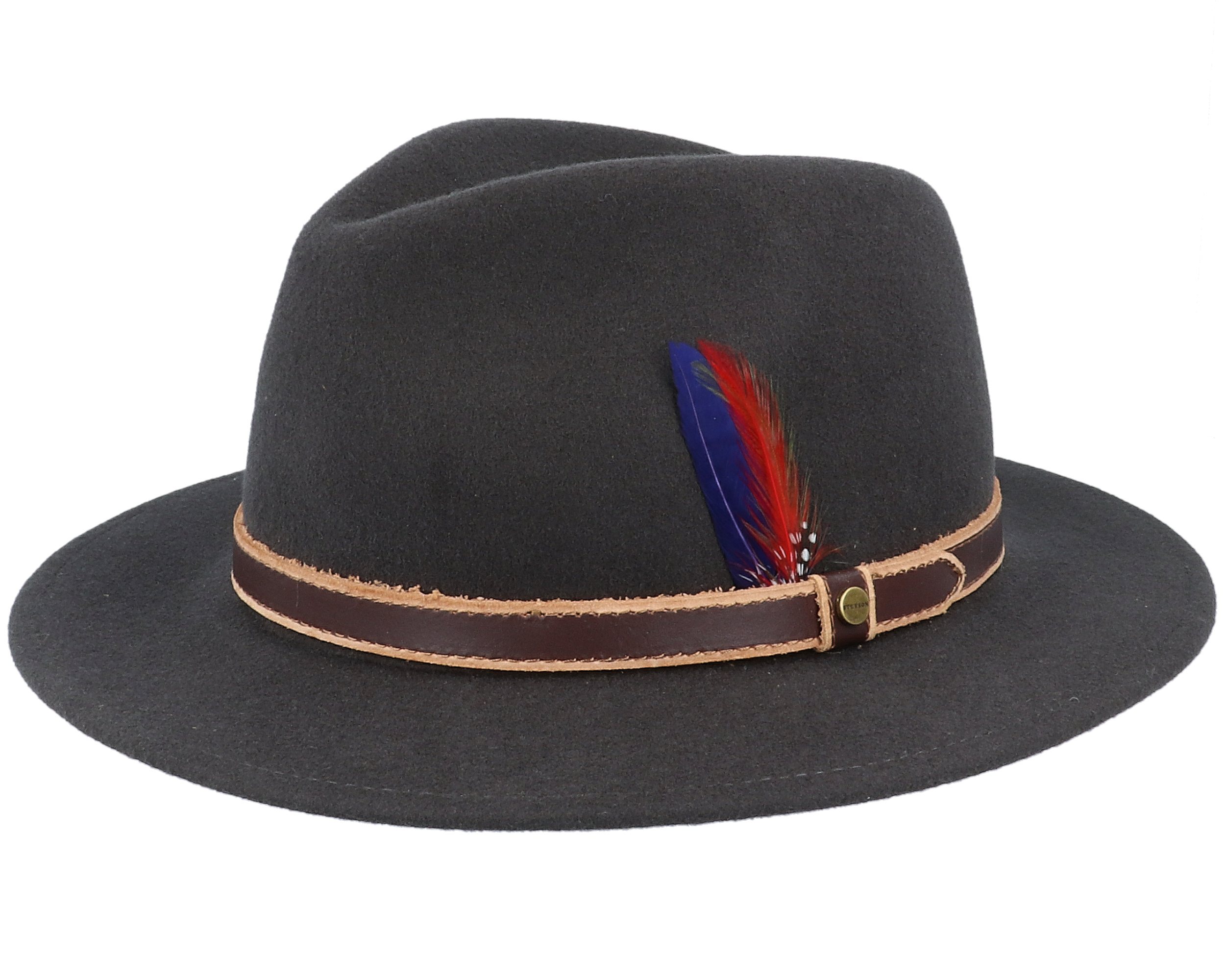 Newark Tiller Woolfelt Charcoal Fedora Stetson hat