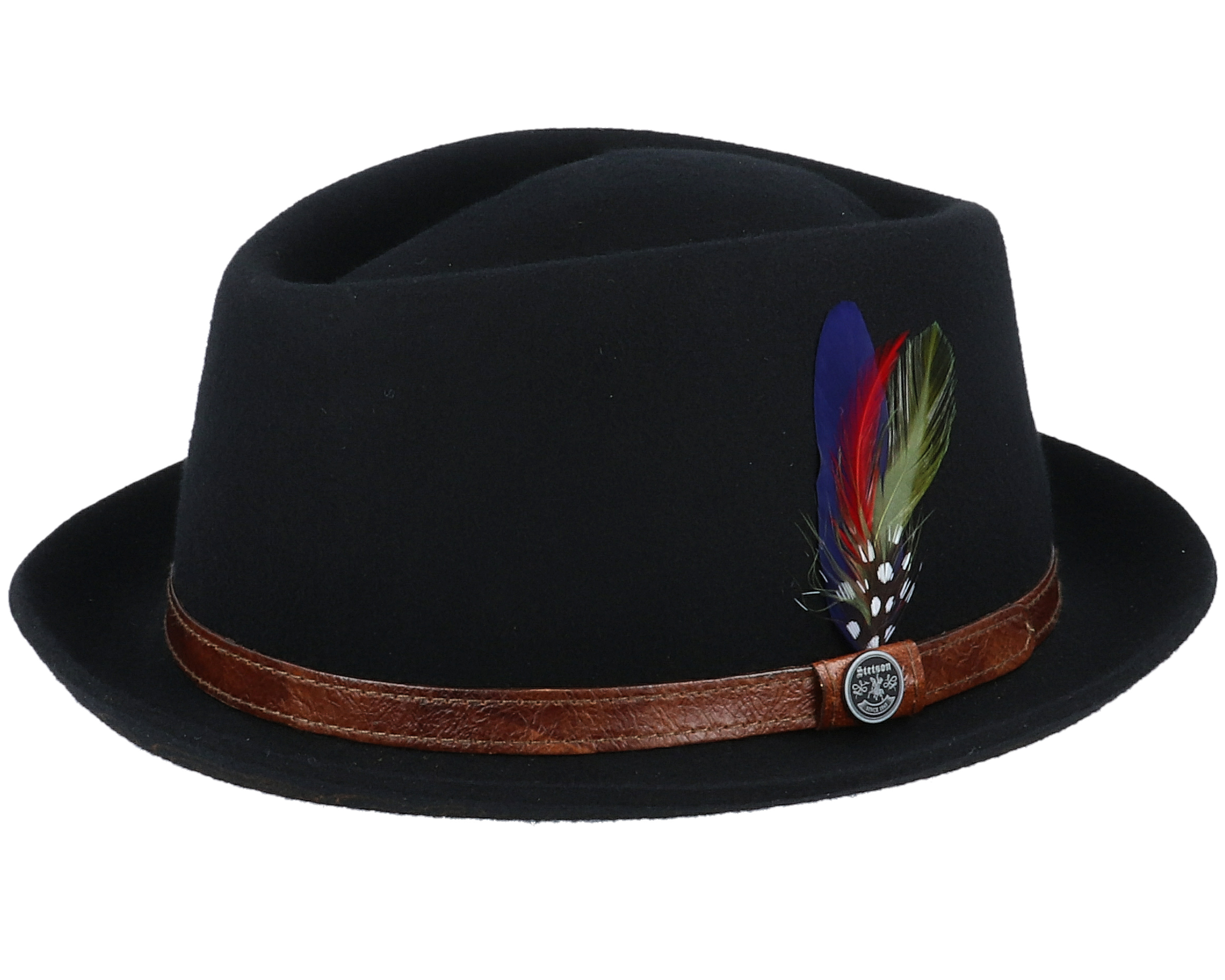 Diamond Woolfelt Black Pork Pie - Stetson hat | Hatstoreworld.com