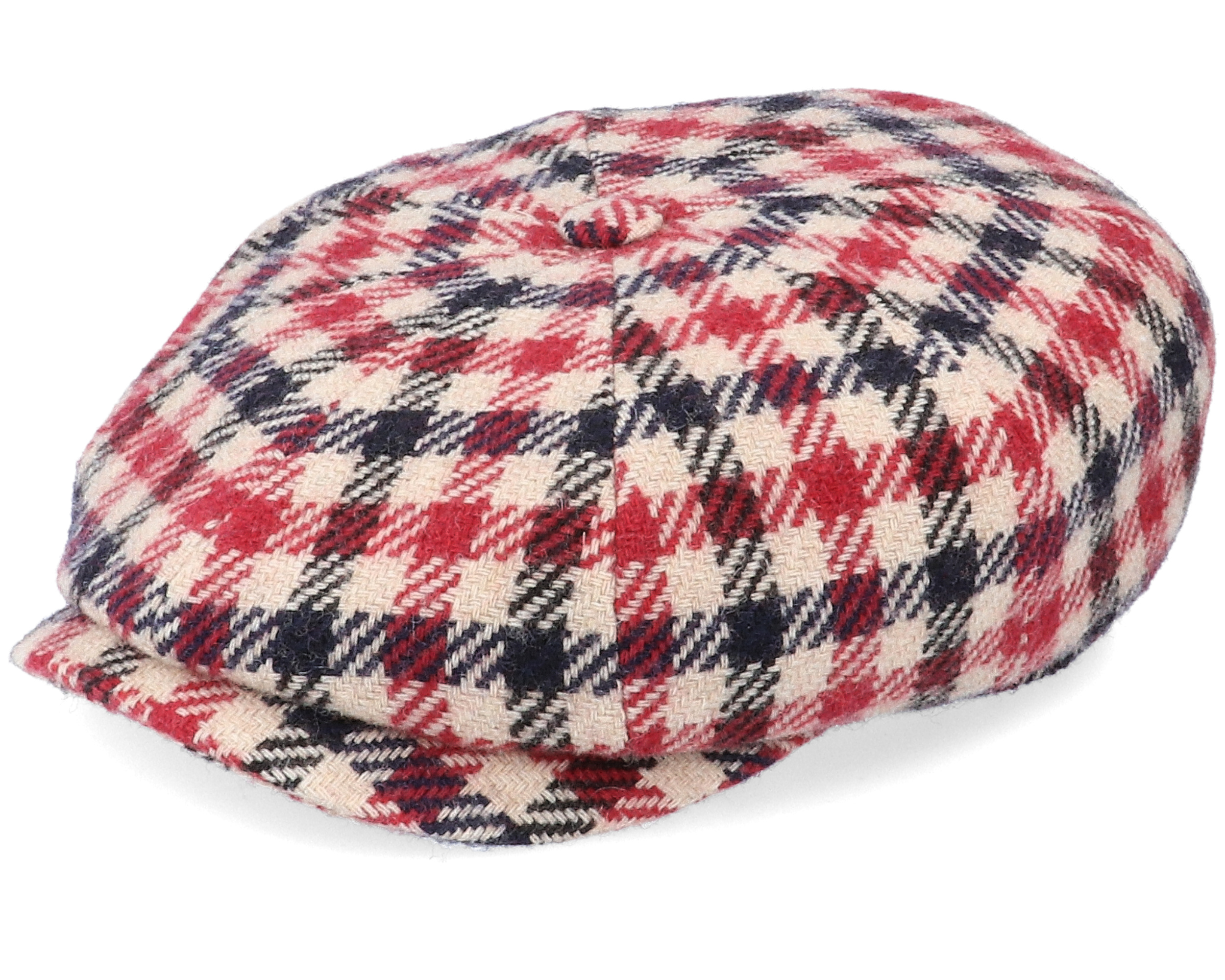 Hatteras Check Khaki/Black/Red Flat Cap Stetson cap