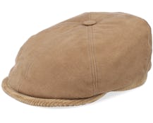 6-Panel Cap Soft Cotton/Cord Brown Flat Cap - Stetson