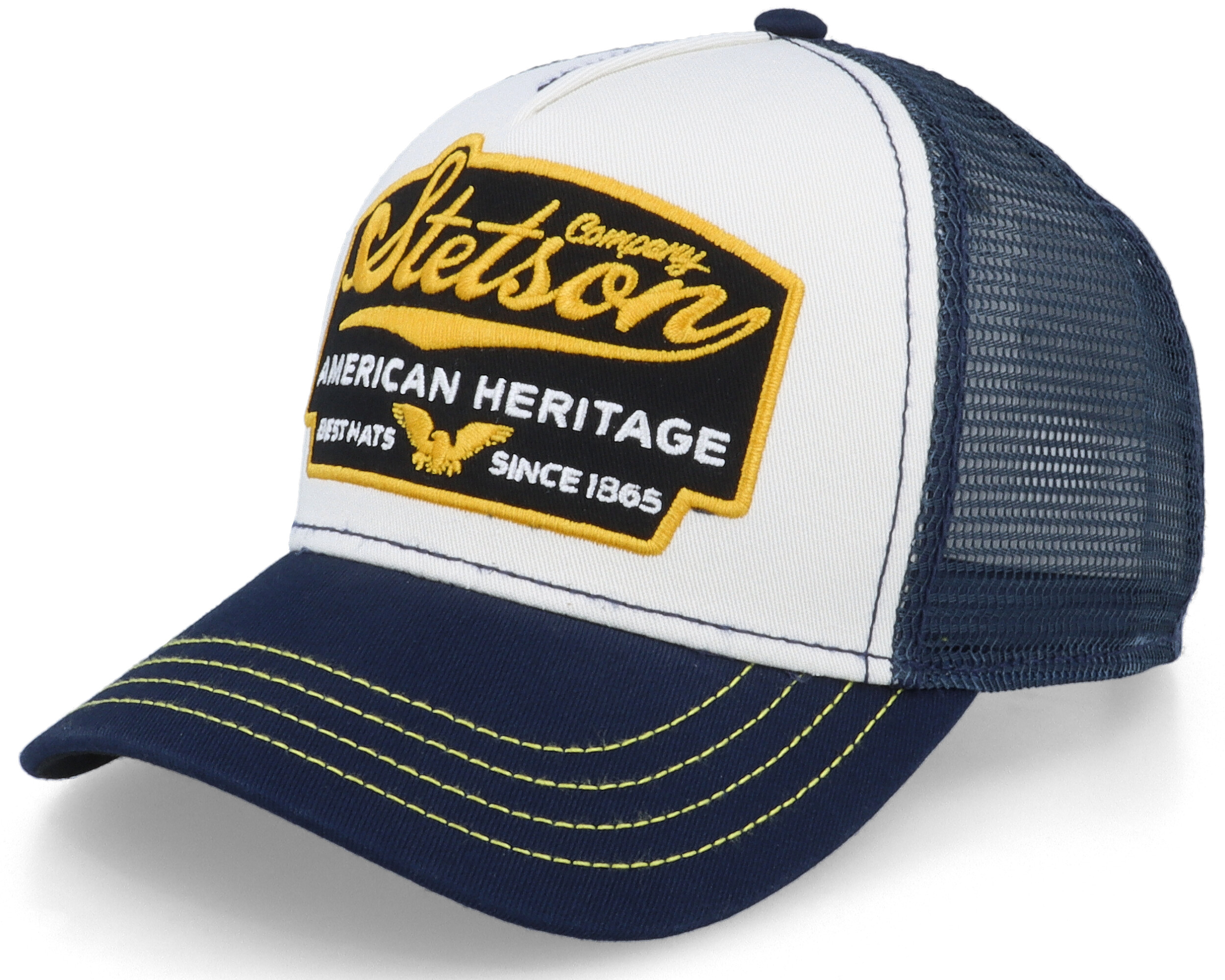 Kids American Heritage White Navy Trucker Stetson Cap Hatstoreworld Com   4063633077623 1 