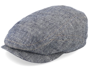 Driver Cap Linen/Silk Navy Flat Cap