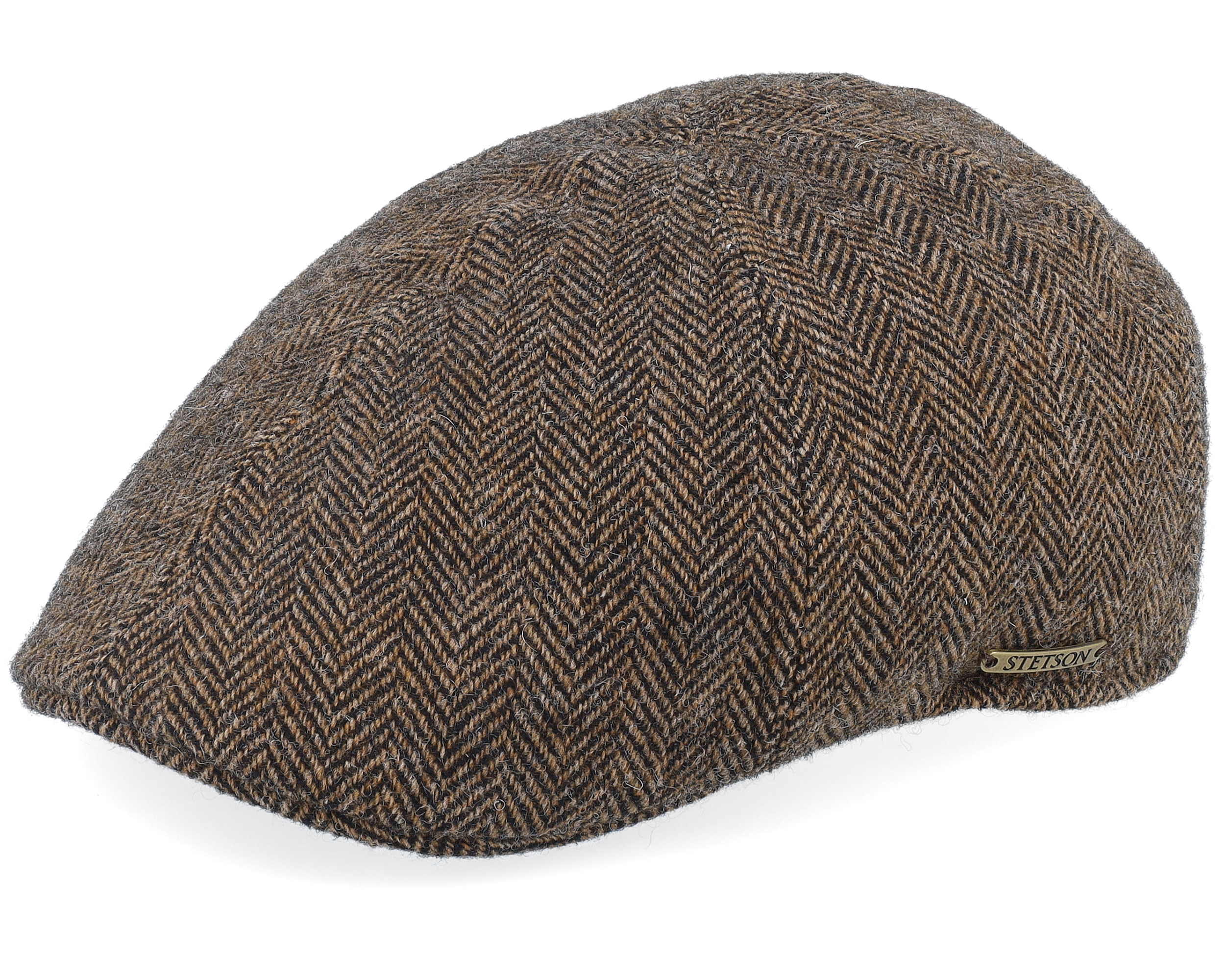 Texas Wool Herringbone Brown Flat Cap Stetson