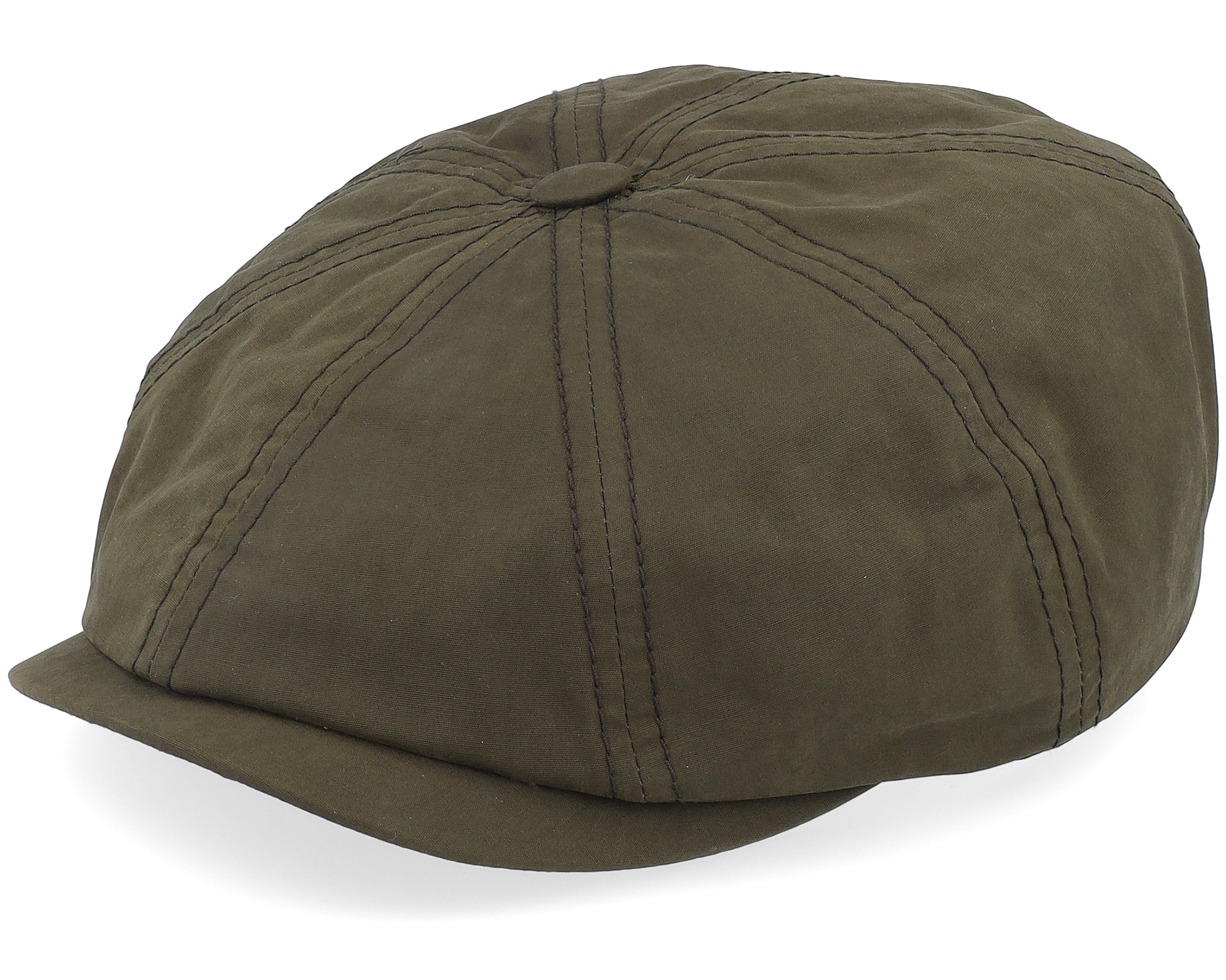 Hatteras Waxed Cotton Dark Green Flat Cap - Stetson cap | Hatstoreworld.com