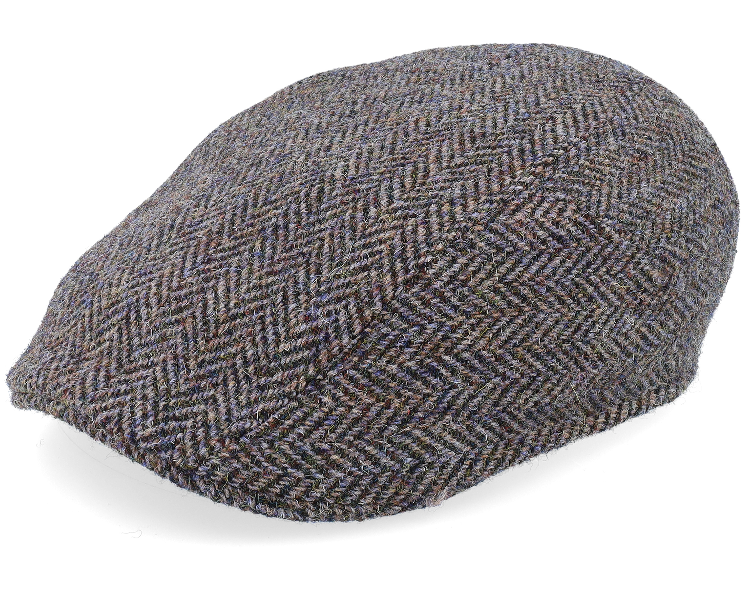 Ivy Herringbone Harris Tweed Grey Flat Cap