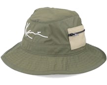Signature Fisher Hat Dark Military Green Bucket - Karl Kani