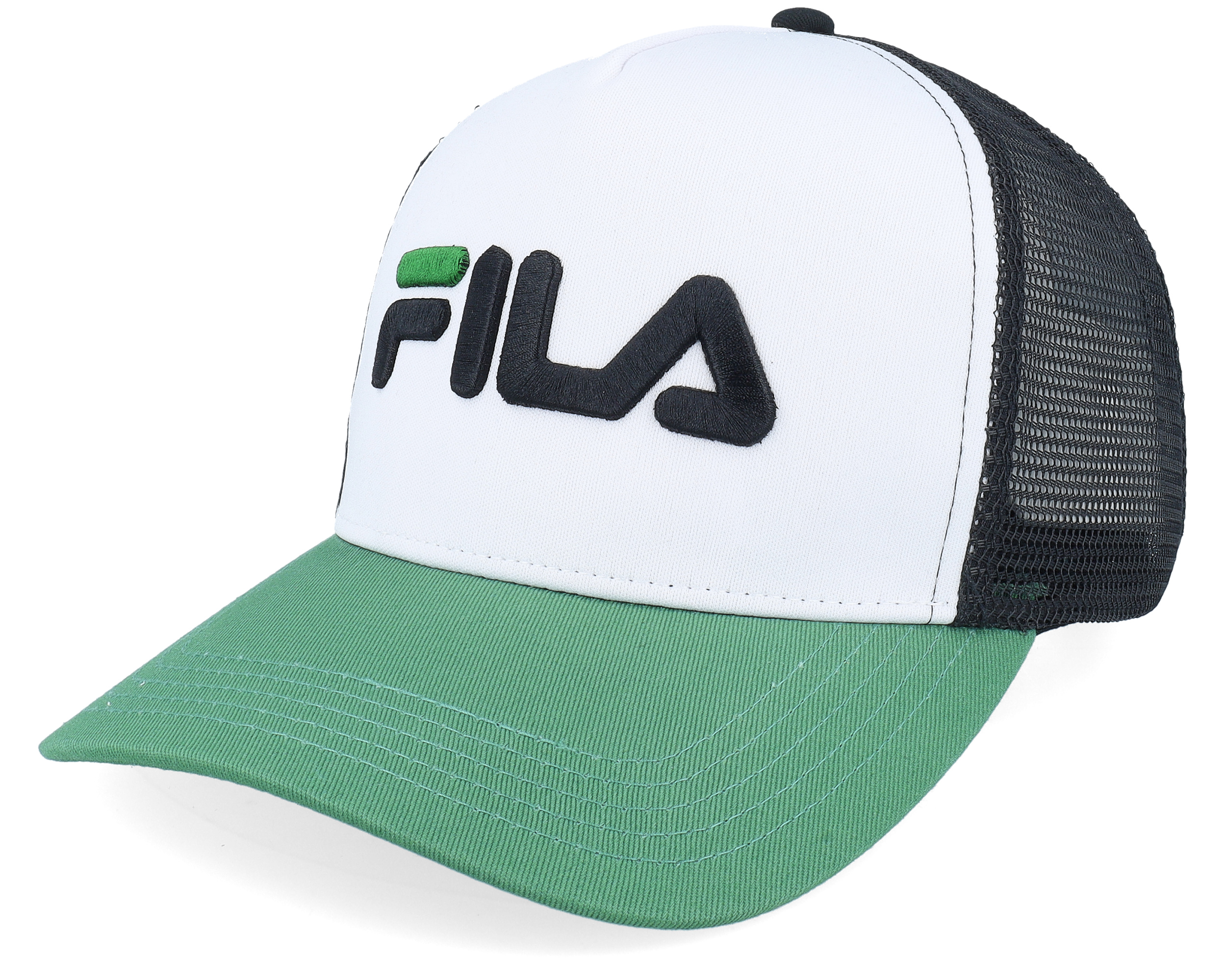 ■FILA■ F BOX MESH TRUCKER CAP DNA 2000FO252CP10X001472 DALIX Flat Billed Trucker Cap with Mesh Back in Black at