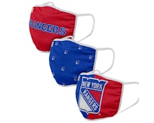 New York Rangers 3-Pack NHL Red/Blue Face Mask - Foco