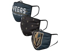 Vegas Golden Knights 3-Pack NHL Black/Grey/Gold Face Mask - Foco