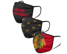 Chicago Blackhawks 3-Pack NHL Black/Red Face Mask - Foco