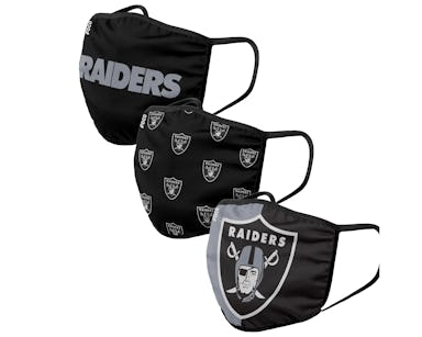 Las Vegas Raiders 3-Pack NFL Black Face Mask - Foco
